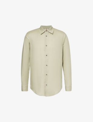 CHE: Long-sleeved curved-hem linen shirt