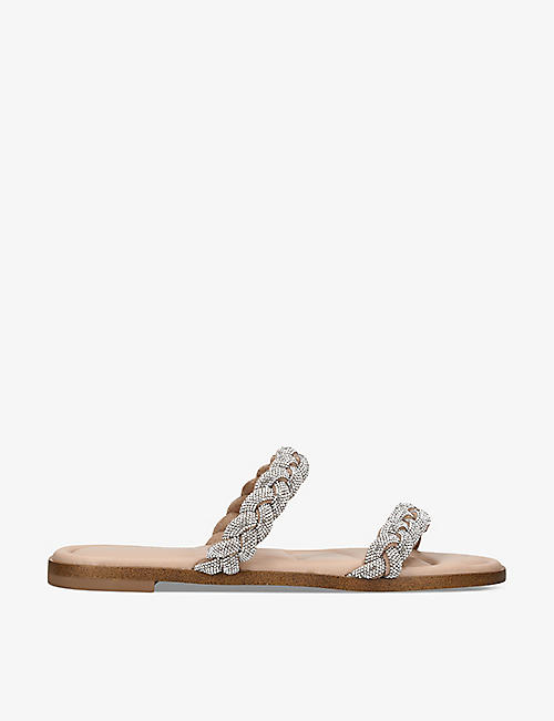 KG KURT GEIGER: Riley crytal-embellished braided woven sandals