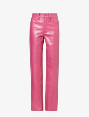 GOOD AMERICAN: Good Icon straight-leg mid-rise faux-leather trousers