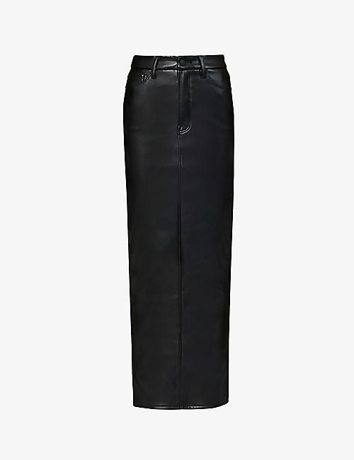 GOOD AMERICAN: Uniform slim-fit faux-leather maxi skirt
