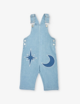 CLAUDE & CO: Star and moon-embroidered stretch organic-cotton dungarees 6 months-5 years