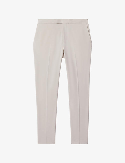 REISS: Found pressed-crease straight-leg stretch-woven trousers