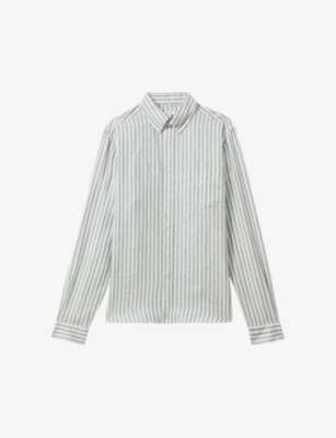 REISS: Queen striped regular-fit linen shirt