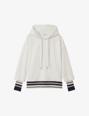 REISS: Lexi striped stretch-woven hoody
