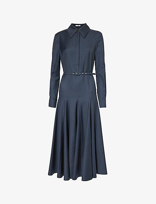 EMILIA WICKSTEAD: Marione belted-waist wool midi dress