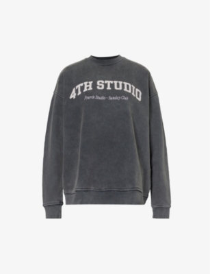 4TH & RECKLESS: Logo-print acid-wash cotton-jersey sweatshirt