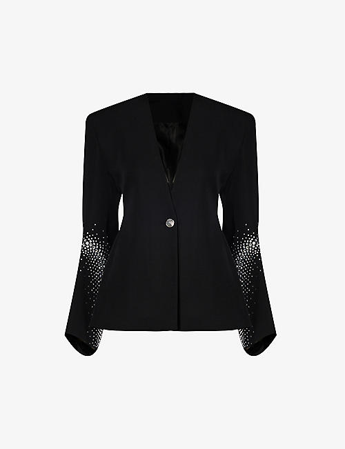 THE ATTICO: Single-breasted padded-shoulders wool blazer