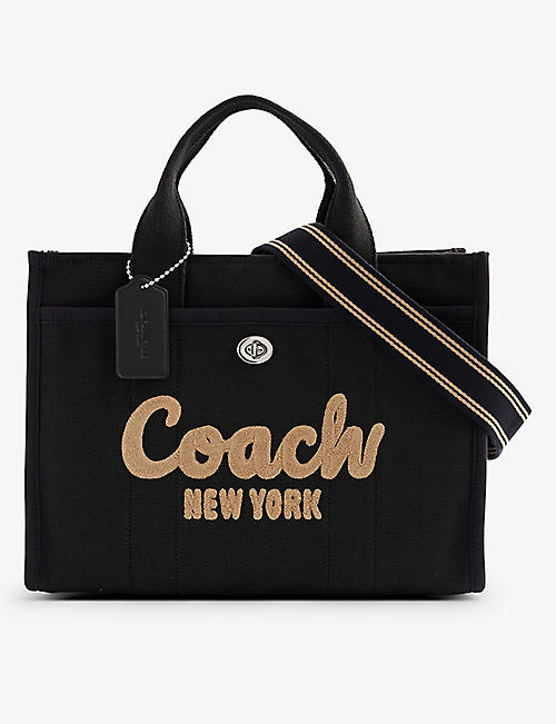 COACH: Logo-embroidered detachable-strap canvas tote bag