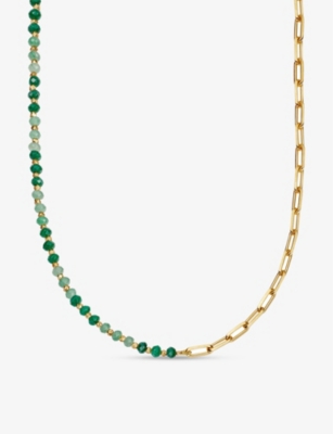 ASTLEY CLARKE: Biography 18ct yellow gold-plated vermeil sterling-silver and green jade link necklace