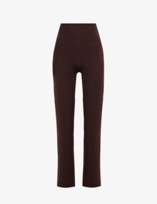 LESET: Lauren straight-leg mid-rise knitted trousers