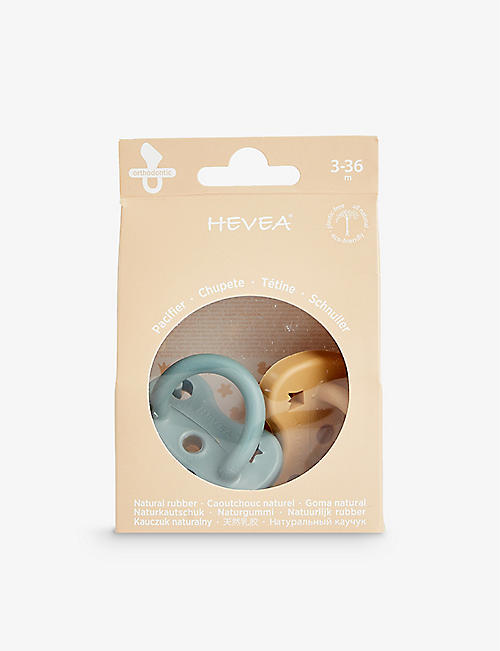 HEVEA: Orthodontic pack of two natural rubber pacifiers 3-36 months