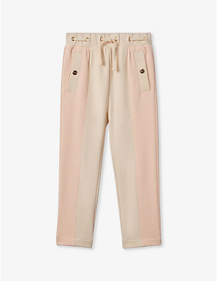 REISS: Ivy elasticated-waist tapered-leg cotton-jersey jogging bottoms 4-14 years