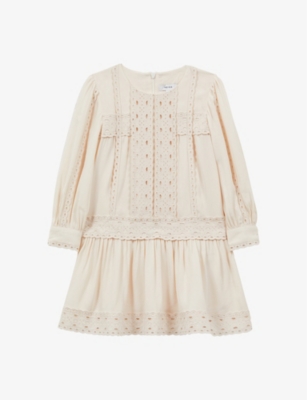 REISS: Tavi lace-embroidered woven mini dress 4-14 years