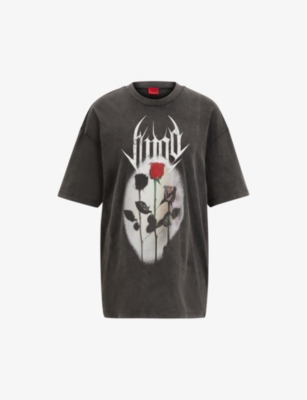 HUGO: Graphic-print relaxed-fit cotton-jersey T-shirt