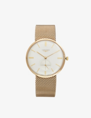 RESELFRIDGES WATCHES: Pre-loved Longines Sub Second 9ct yellow-gold manual watch