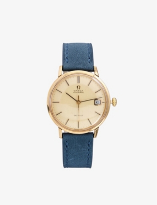 RESELFRIDGES WATCHES: Pre-loved Omega De Ville 9ct yellow-gold and leather automatic watch