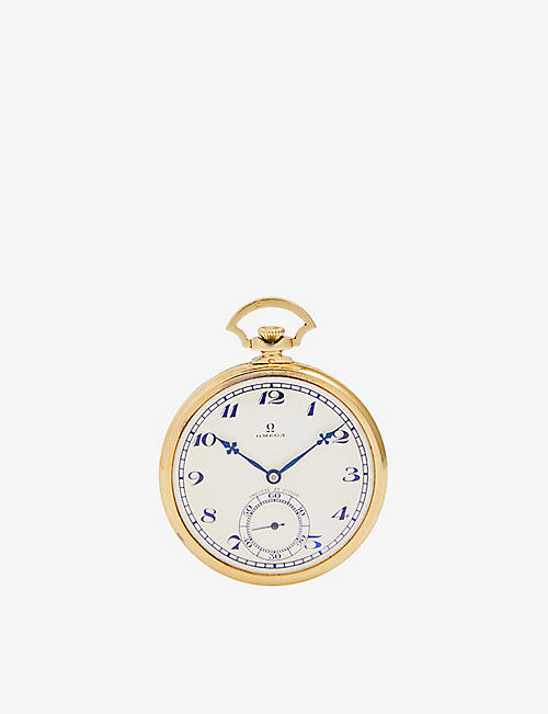 RESELFRIDGES WATCHES: Pre-loved Omega 18ct yellow-gold manual pocket watch