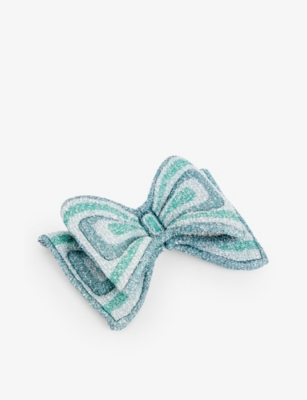 SADIE WILLIAMS: Double Bow silver-tone woven-blend hair clip