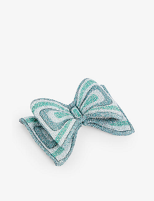 SADIE WILLIAMS: Double Bow silver-tone woven-blend hair clip