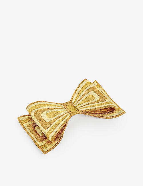 SADIE WILLIAMS: Double Bow gold-tone woven-blend hair clip