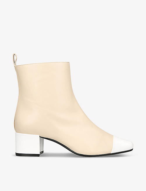 CAREL: Estime contrast-toe leather heeled ankle boots
