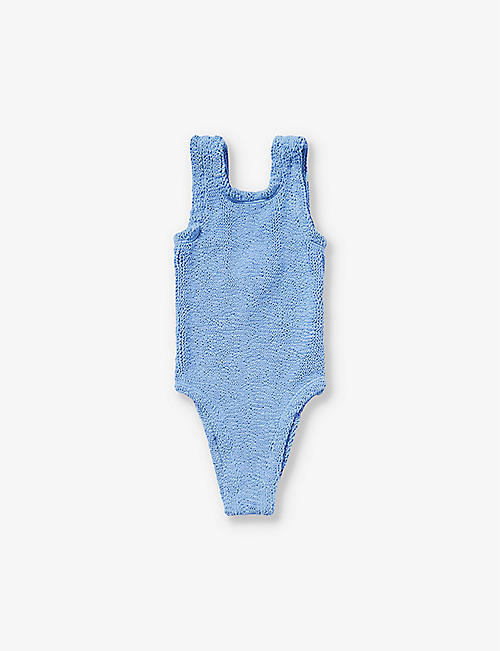 HUNZA G: Classic square-neck crinkled swimsuit 1-6 years