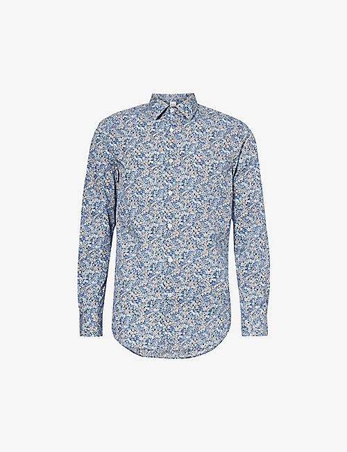 PAUL SMITH: Slim-fit floral-print cotton-poplin shirt