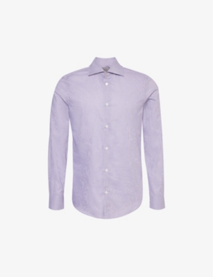 PAUL SMITH: Gingham-pattern spread-collar slim-fit cotton shirt