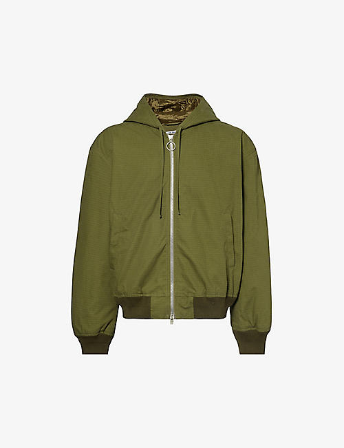 ACNE STUDIOS: Padded relaxed-fit cotton-canvas hooded bomber jacket