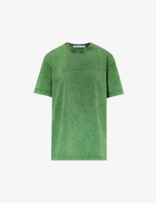 ALEXANDER WANG: Faded-wash logo-print cotton-jersey T-shirt