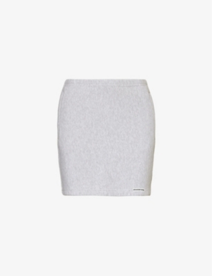 ALEXANDER WANG: Brand-appliqué cotton-jersey mini skirt
