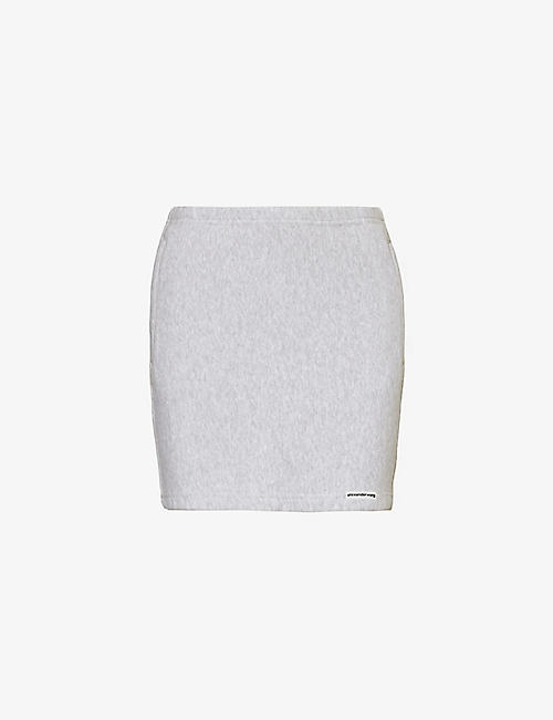 ALEXANDER WANG: Brand-appliqué cotton-jersey mini skirt