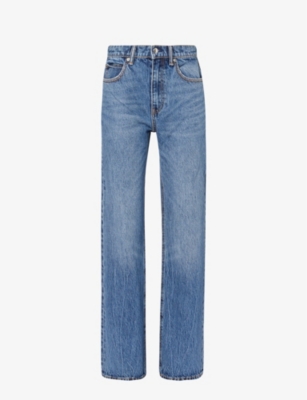ALEXANDER WANG: Brand-patch straight-leg mid-rise denim jeans