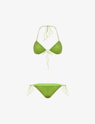 OSEREE: Lumière metallic-weave bikini set