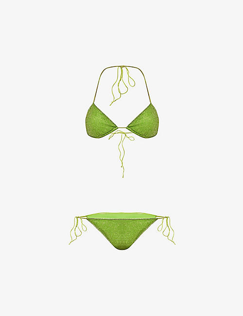 OSEREE: Lumière metallic-weave bikini set