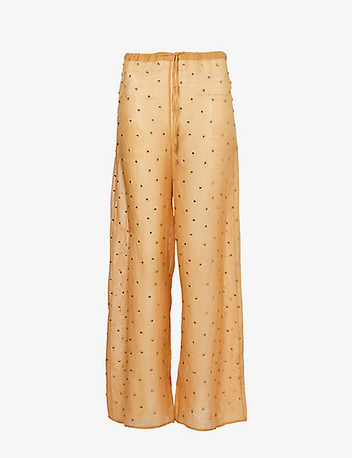 OSEREE: Straight-leg mid-rise cotton and silk-blend trousers