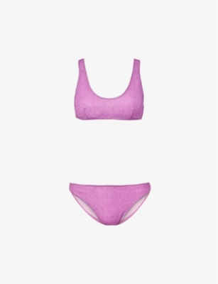OSEREE Lumière metallic woven bikini set Selfridges