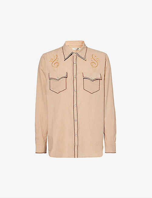 NUDIE JEANS: George Cowboy embroidered regular-fit cotton shirt