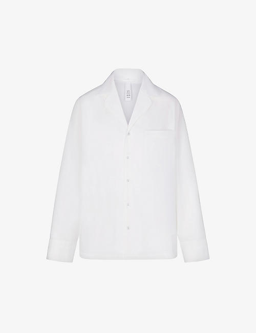 SKIMS: Spa button-down long-sleeved cotton-poplin pyjama shirt