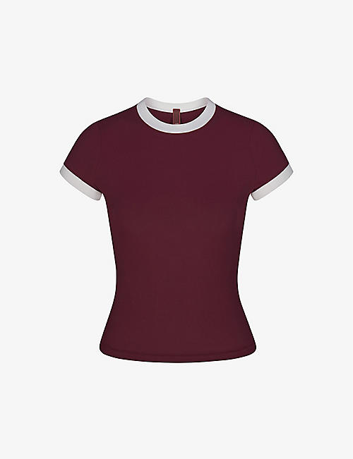 SKIMS: Soft Lounge crewneck contrast-trim stretch-modal T-shirt