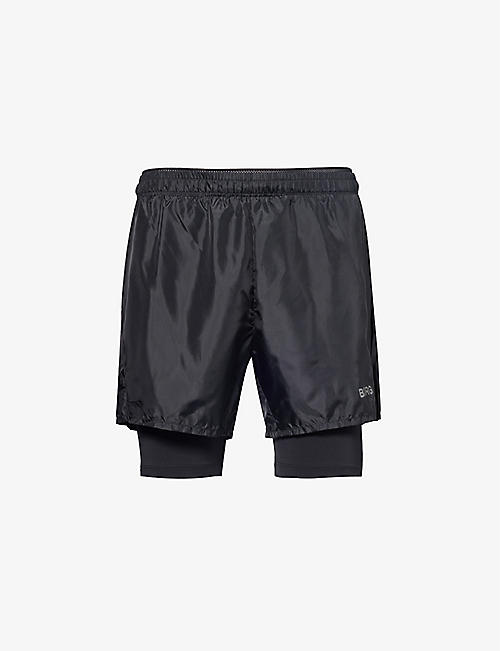 BJORN BORG: Layered brand-print regular-fit recycled polyester shorts