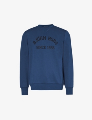 BJORN BORG: Essential logo-print crewneck cotton and recycled polyester-blend sweatshirt