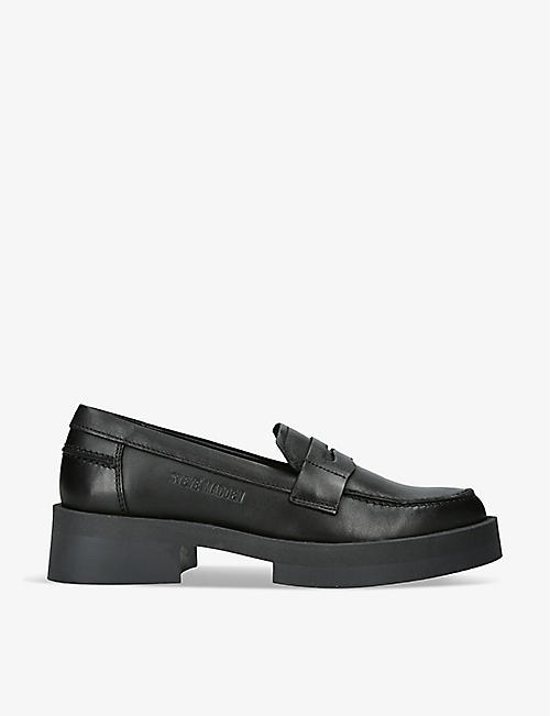 STEVE MADDEN: Marina logo-debossed leather loafers