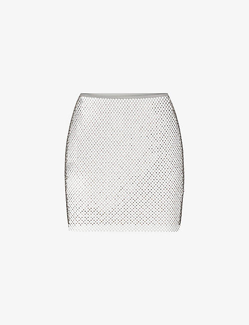 SKIMS: SKIMS x Swarovski crystal-embellished stretch-woven mini skirt