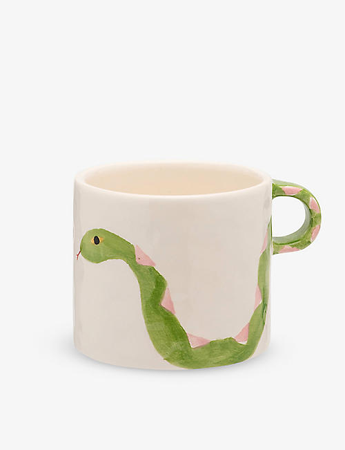 ANNA + NINA: Serpent graphic-print earthenware mug 13cm