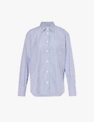 MARIA MCMANUS: Striped patch-pocket oversized-fit organic-cotton shirt