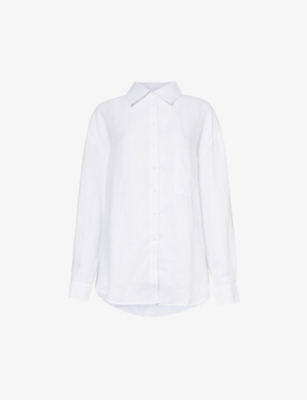 AEXAE: Oversized curved-hem linen shirt