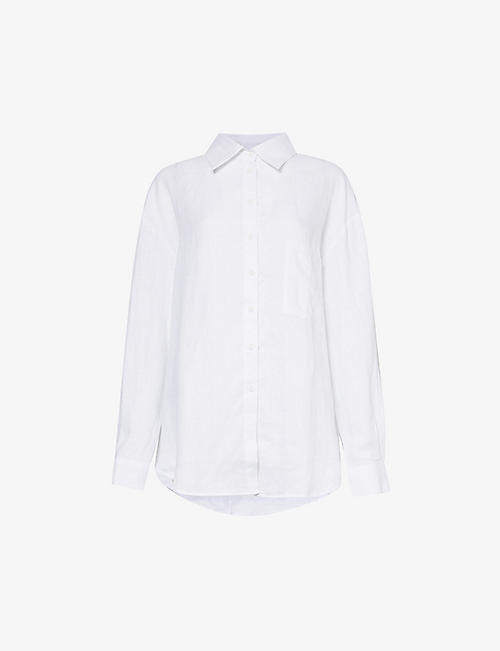 AEXAE: Oversized curved-hem linen shirt