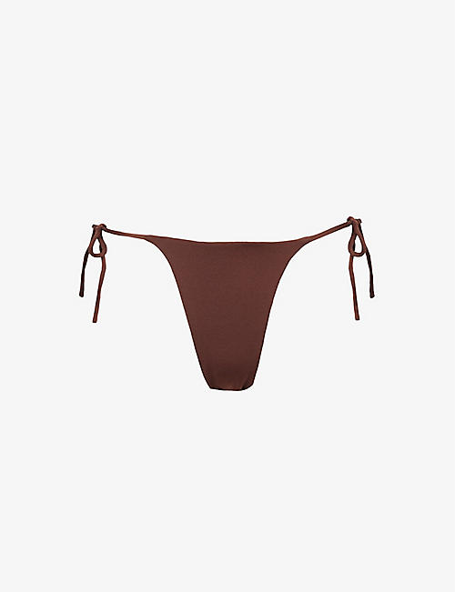 AEXAE: Tyra high-rise stretch-recycled polyester bikini bottoms