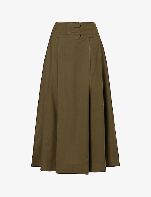 AYA MUSE: Pieri mid-rise virgin-wool blend midi skirt